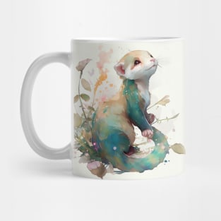 Watercolor peaceful ferret scene Mug